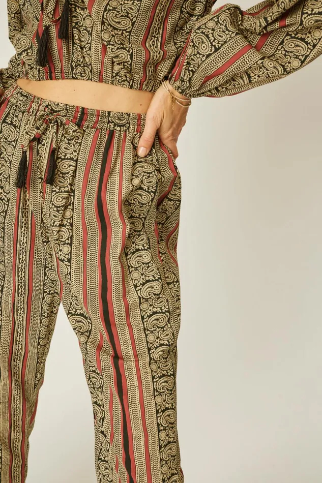 Women Natalie Martin Bottoms Bianca Pant Paisley Stripe Black Women Natalie Martin Bottoms Bianca Pant Paisley Stripe Black