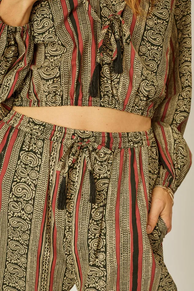 Women Natalie Martin Bottoms Bianca Pant Paisley Stripe Black Women Natalie Martin Bottoms Bianca Pant Paisley Stripe Black