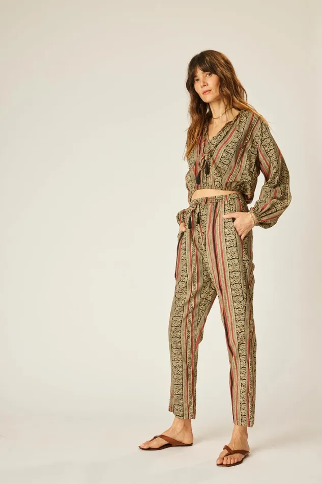 Women Natalie Martin Bottoms Bianca Pant Paisley Stripe Black Women Natalie Martin Bottoms Bianca Pant Paisley Stripe Black