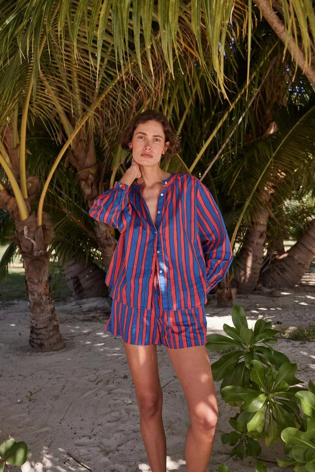 Women Natalie Martin Bottoms Jasper Short Batik Stripe Blood Orange