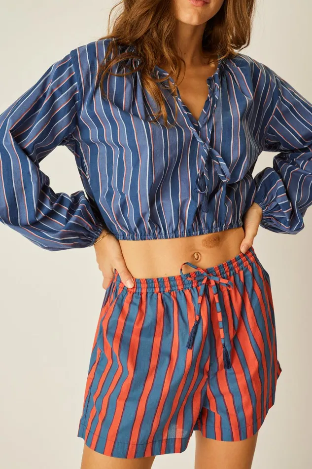Women Natalie Martin Bottoms Jasper Short Batik Stripe Blood Orange