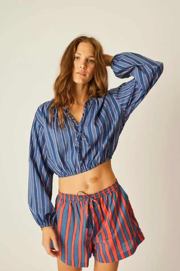 Women Natalie Martin Bottoms Jasper Short Batik Stripe Blood Orange