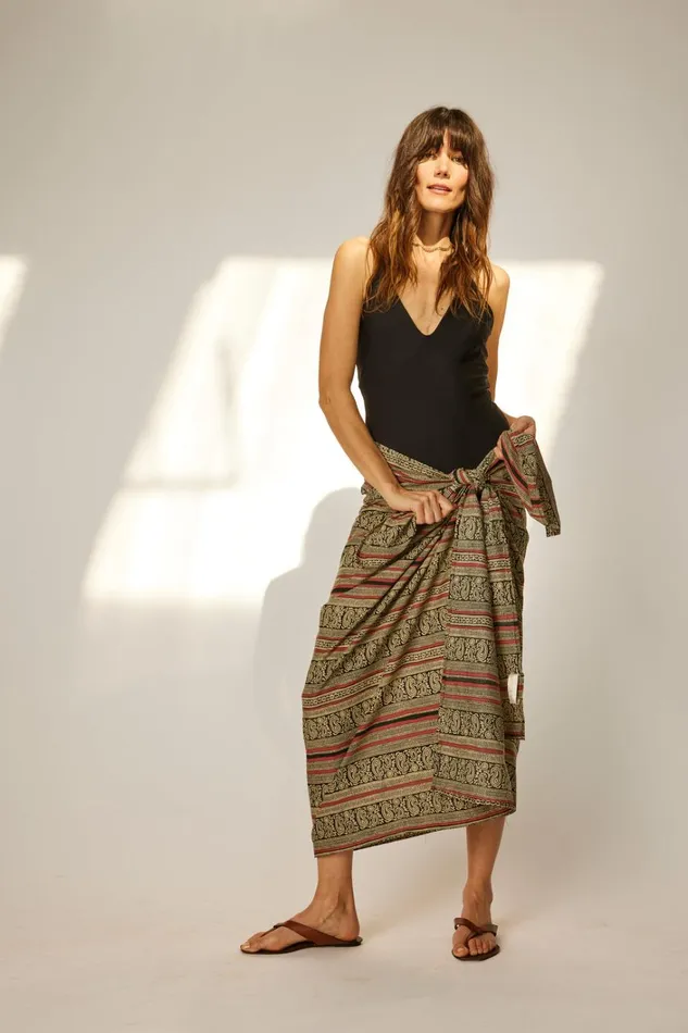 Women Natalie Martin Bottoms Sarong Paisley Stripe Black Women Natalie Martin Bottoms Sarong Paisley Stripe Black