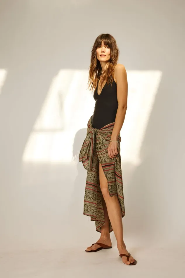 Women Natalie Martin Bottoms Sarong Paisley Stripe Black Women Natalie Martin Bottoms Sarong Paisley Stripe Black