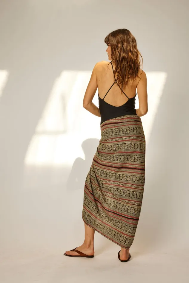 Women Natalie Martin Bottoms Sarong Paisley Stripe Black Women Natalie Martin Bottoms Sarong Paisley Stripe Black
