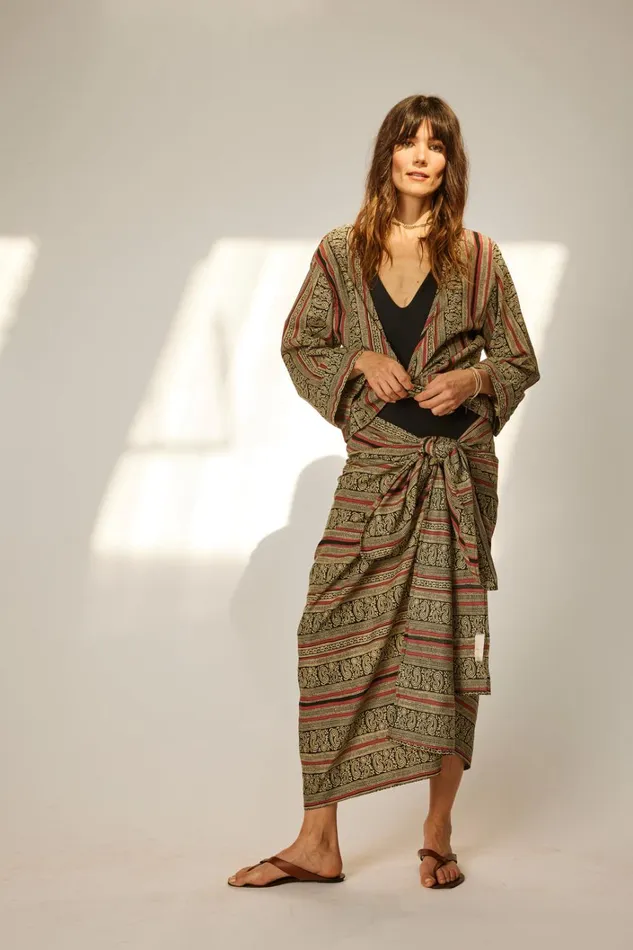 Women Natalie Martin Bottoms Sarong Paisley Stripe Black Women Natalie Martin Bottoms Sarong Paisley Stripe Black