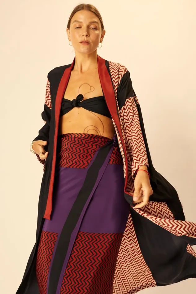 Women Natalie Martin Bottoms SarongScarf Block Zigzag Aubergine