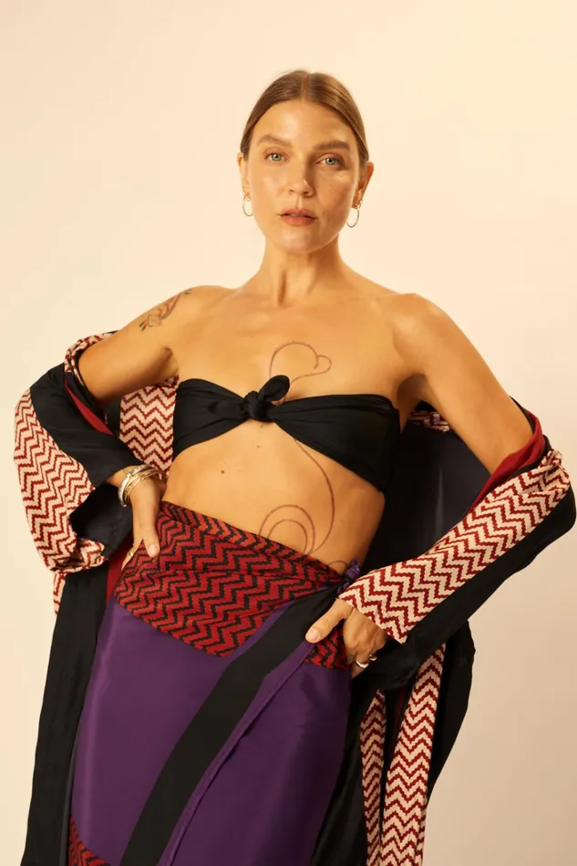 Women Natalie Martin Bottoms SarongScarf Block Zigzag Aubergine
