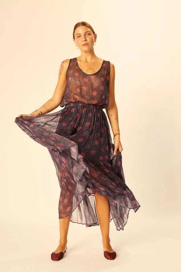 Women Natalie Martin Bottoms Sierra Skirt Chiffon Snowflake Aubergine
