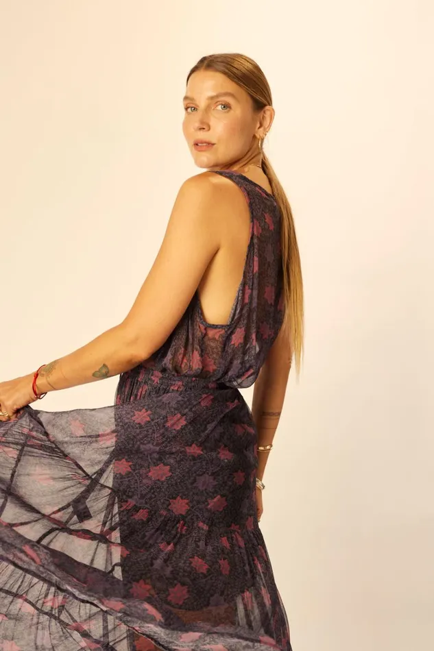 Women Natalie Martin Bottoms Sierra Skirt Chiffon Snowflake Aubergine