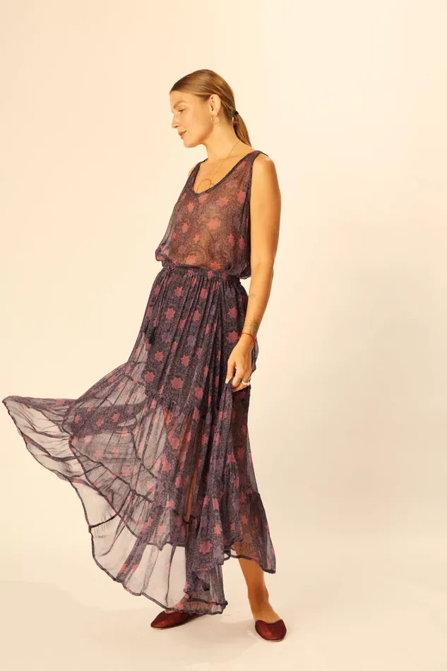 Women Natalie Martin Bottoms Sierra Skirt Chiffon Snowflake Aubergine