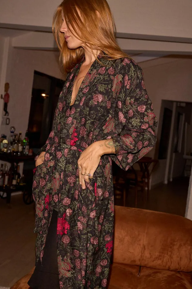 Women Natalie Martin CoverUps Diane Smoking Jacket Lehua Black Women Natalie Martin CoverUps Diane Smoking Jacket Lehua Black