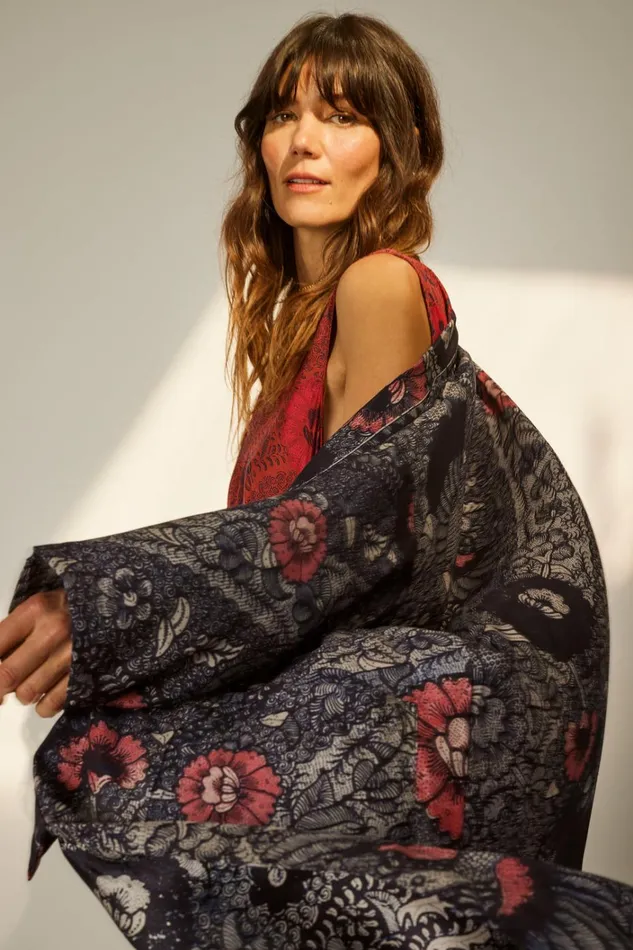 Women Natalie Martin CoverUps Diane Smoking Jacket Peacock Ink Women Natalie Martin CoverUps Diane Smoking Jacket Peacock Ink