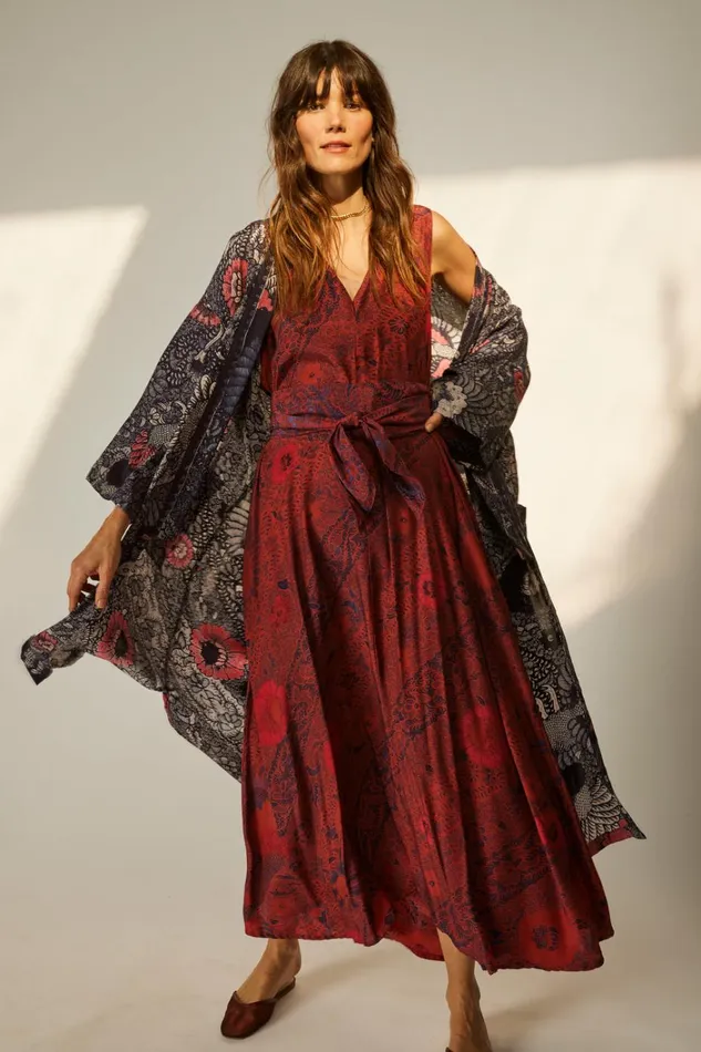 Women Natalie Martin CoverUps Diane Smoking Jacket Peacock Ink Women Natalie Martin CoverUps Diane Smoking Jacket Peacock Ink