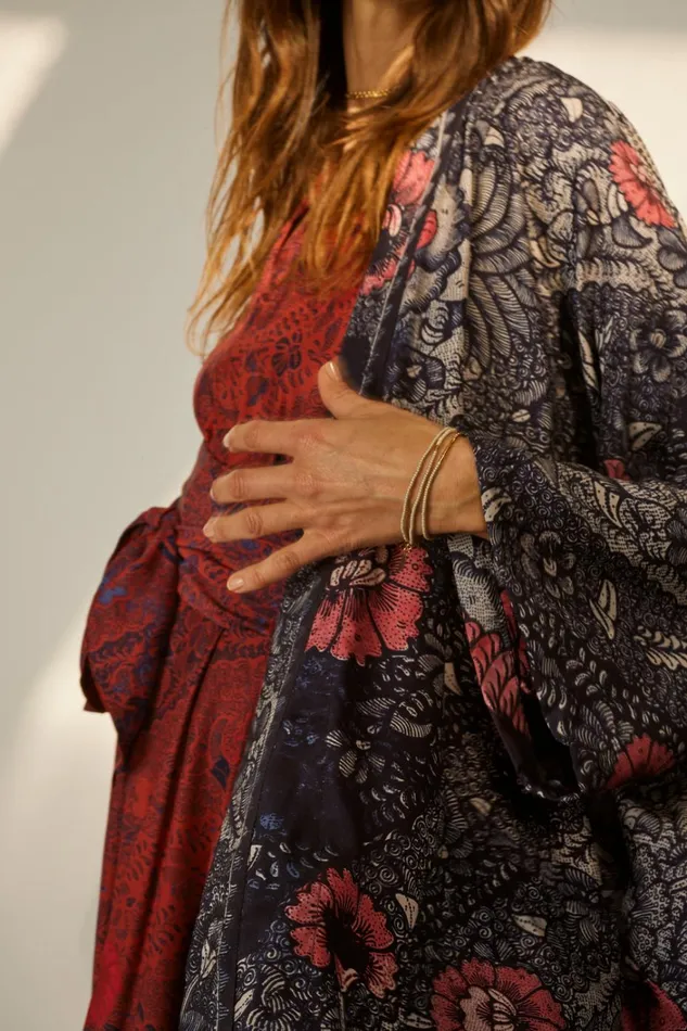 Women Natalie Martin CoverUps Diane Smoking Jacket Peacock Ink Women Natalie Martin CoverUps Diane Smoking Jacket Peacock Ink