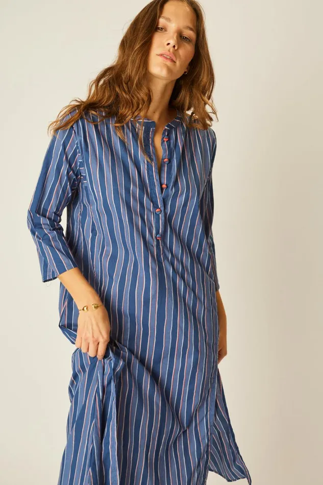 Women Natalie Martin CoverUps Isobel Dress Batik Stripe Navy