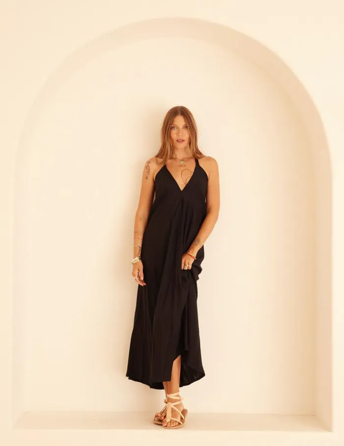 Women Natalie Martin CoverUps Lola Dress Black Silk