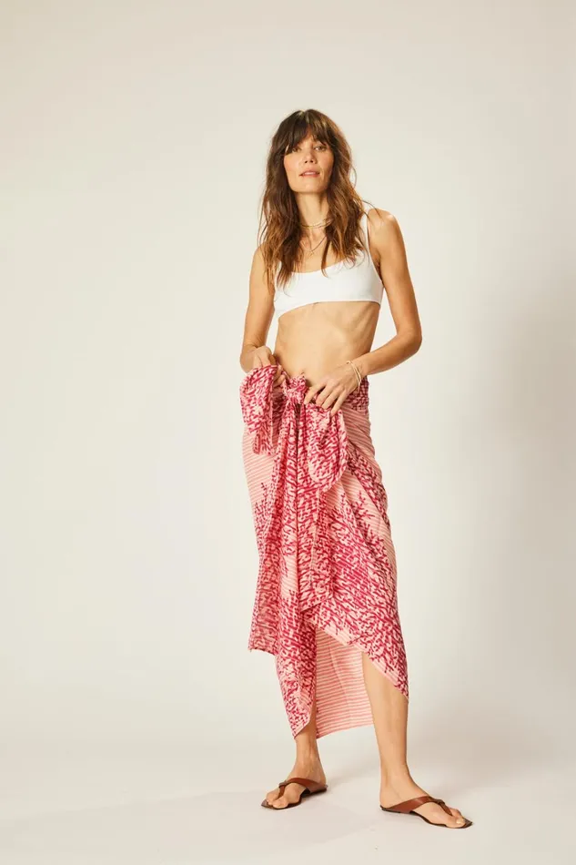 Women Natalie Martin CoverUps Sarong Batik Coral Fuchsia