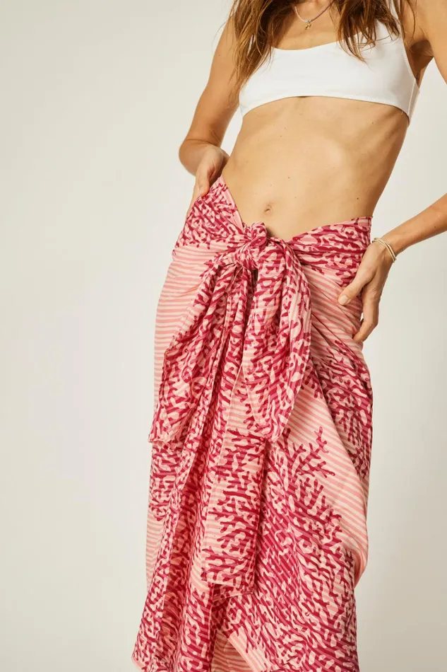Women Natalie Martin CoverUps Sarong Batik Coral Fuchsia