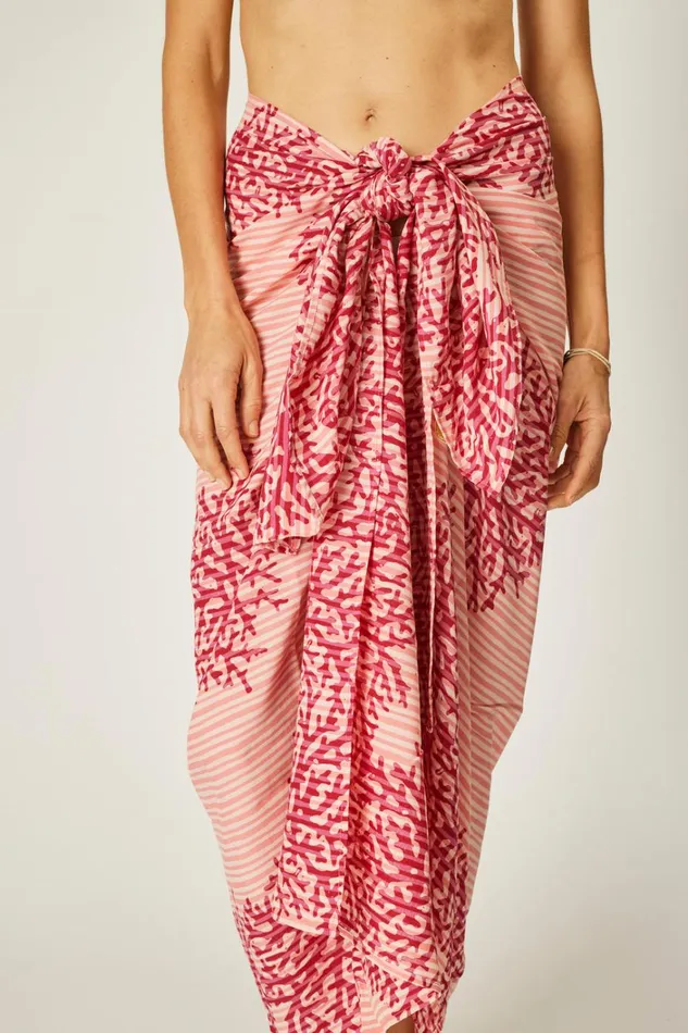 Women Natalie Martin CoverUps Sarong Batik Coral Fuchsia