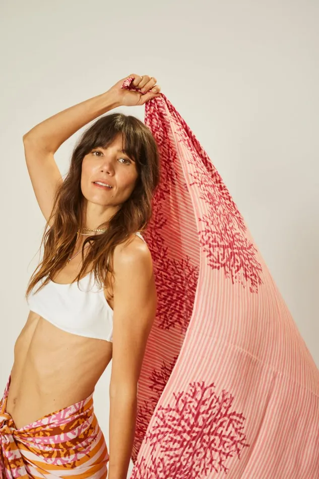 Women Natalie Martin CoverUps Sarong Batik Coral Fuchsia