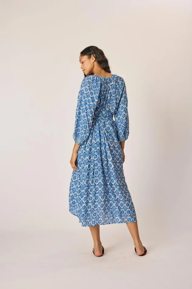 Women Natalie Martin Dresses Alex Midi With Sash Fleurdelis Blue