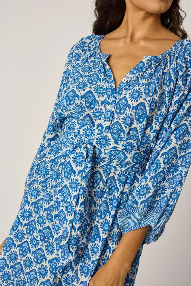 Women Natalie Martin Dresses Alex Midi With Sash Fleurdelis Blue