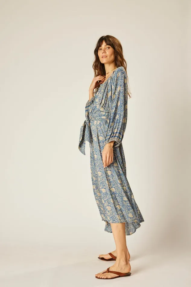 Women Natalie Martin Dresses Alex Midi With Sash Water Lily Blue Women Natalie Martin Dresses Alex Midi With Sash Water Lily Blue