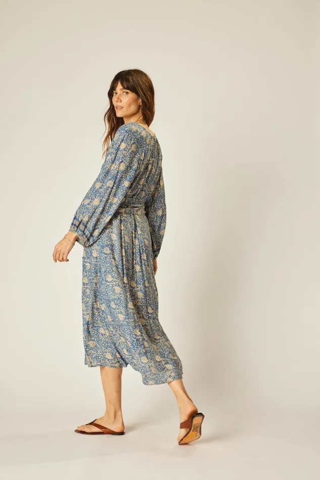 Women Natalie Martin Dresses Alex Midi With Sash Water Lily Blue Women Natalie Martin Dresses Alex Midi With Sash Water Lily Blue