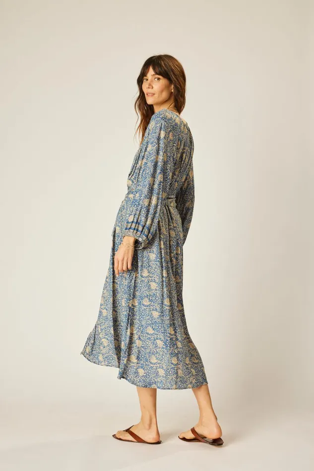 Women Natalie Martin Dresses Alex Midi With Sash Water Lily Blue Women Natalie Martin Dresses Alex Midi With Sash Water Lily Blue