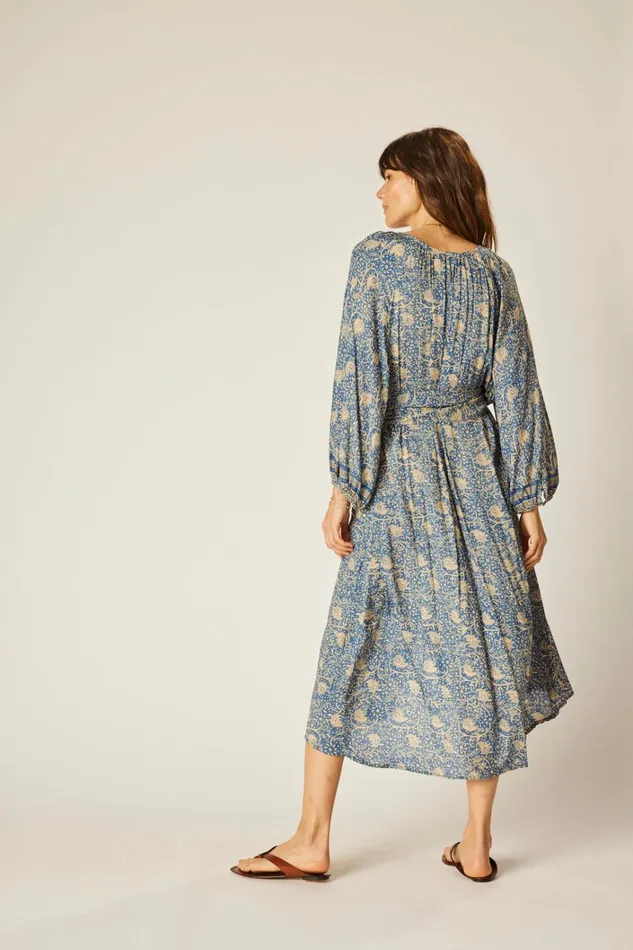 Women Natalie Martin Dresses Alex Midi With Sash Water Lily Blue Women Natalie Martin Dresses Alex Midi With Sash Water Lily Blue