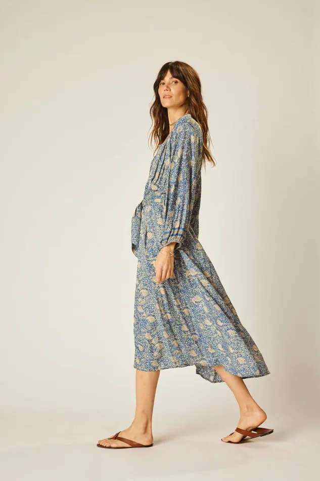 Women Natalie Martin Dresses Alex Midi With Sash Water Lily Blue Women Natalie Martin Dresses Alex Midi With Sash Water Lily Blue
