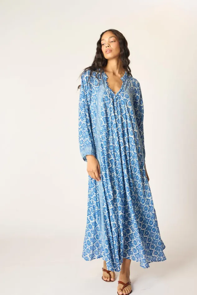 Women Natalie Martin Dresses Fiore Maxi Fleurdelis Blue