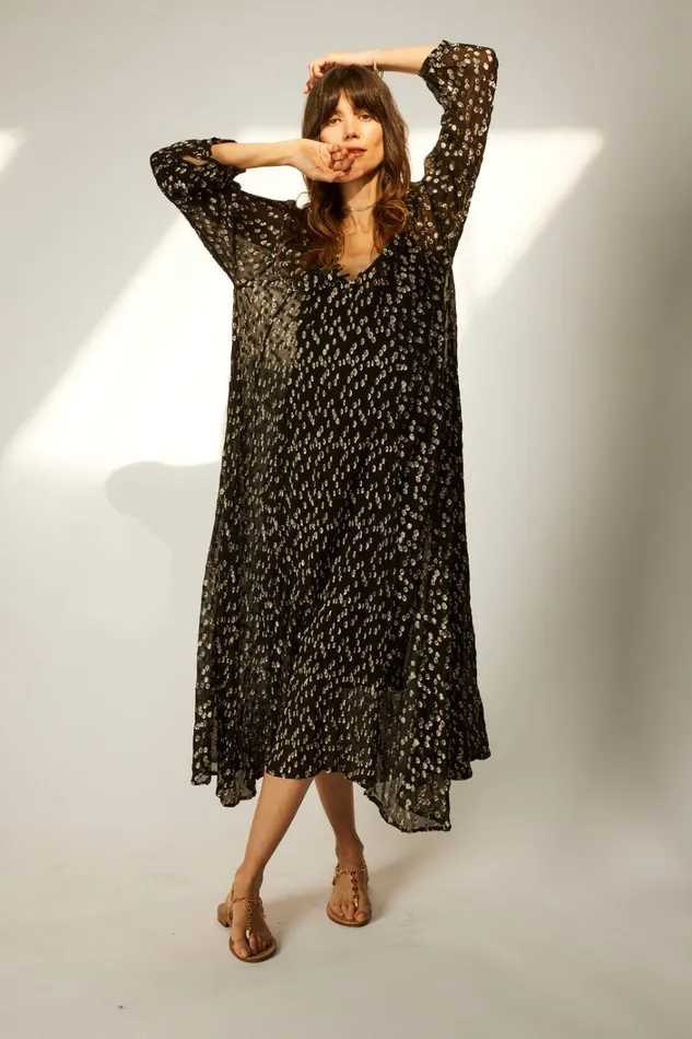 Women Natalie Martin Dresses Fiore Maxi Metallic Chiffon