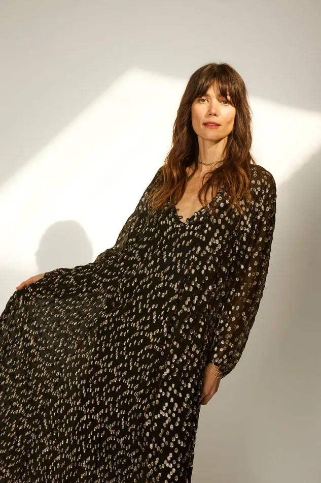 Women Natalie Martin Dresses Fiore Maxi Metallic Chiffon