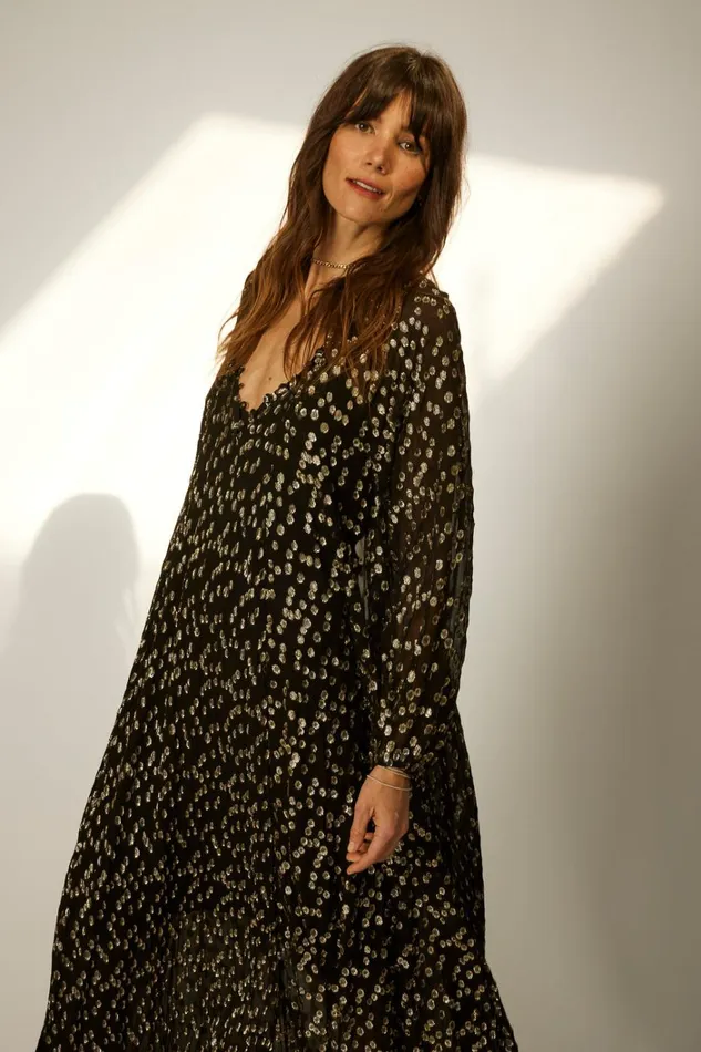 Women Natalie Martin Dresses Fiore Maxi Metallic Chiffon