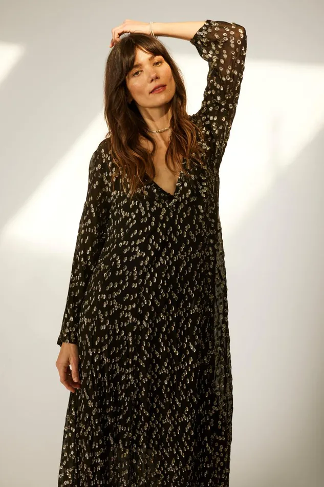 Women Natalie Martin Dresses Fiore Maxi Metallic Chiffon