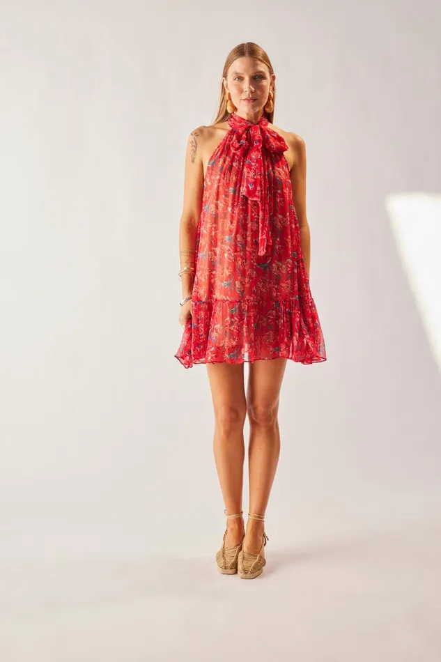 Women Natalie Martin Dresses Indiana Mini Chiffon Watercolor Verm