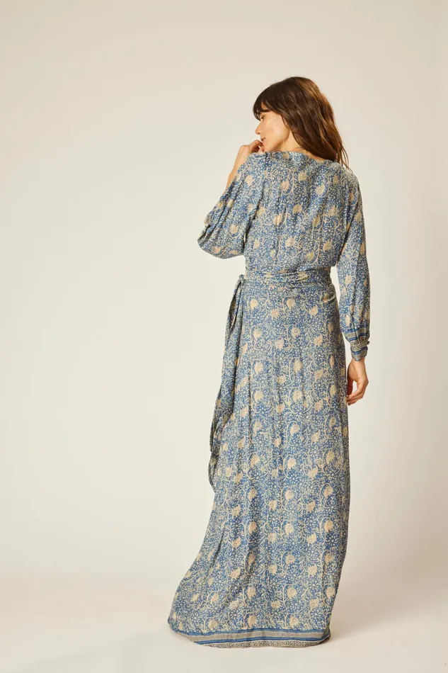 Women Natalie Martin Dresses Kate Long Sleeve Maxi Water Lily Blue