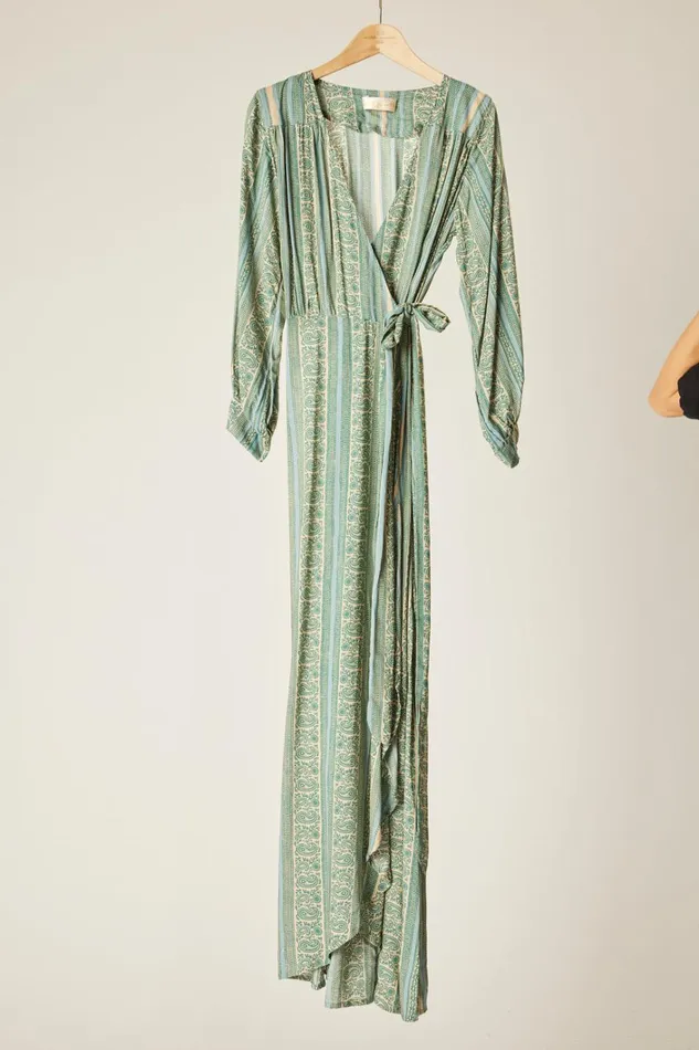 Women Natalie Martin Dresses Kate Long Sleeve Maxi Water Lily Blue