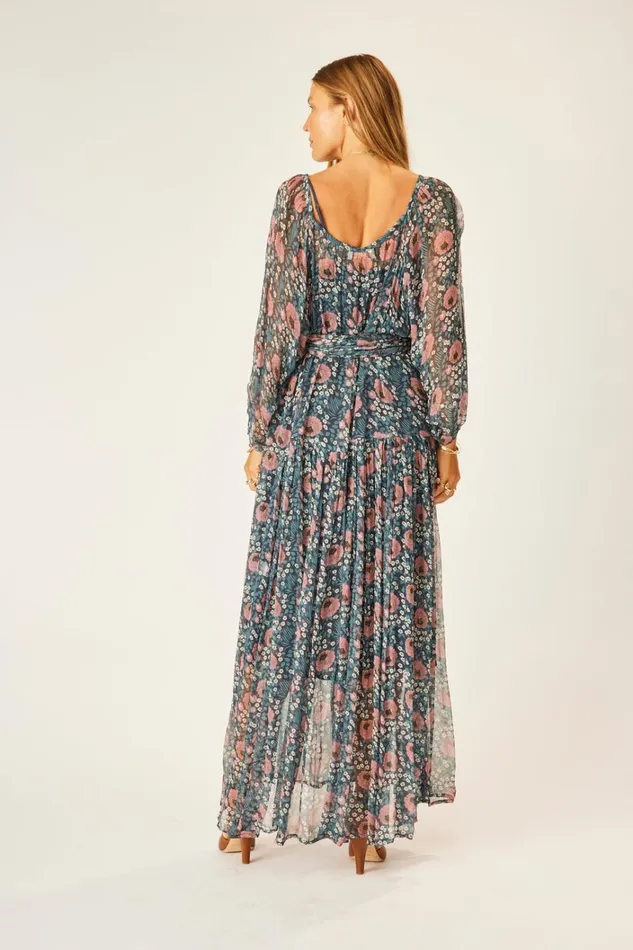 Women Natalie Martin Dresses Lainey Dress With Sash Vintage Flowers Indigo