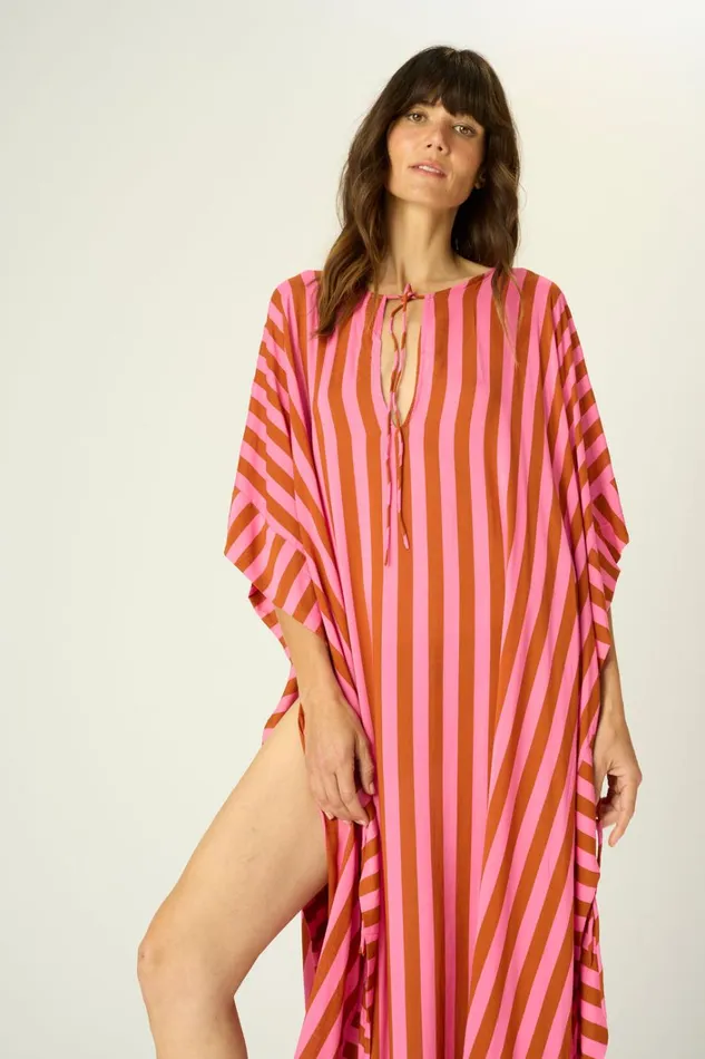 Women Natalie Martin Dresses Paulina Caftan Thick Stripe Pink