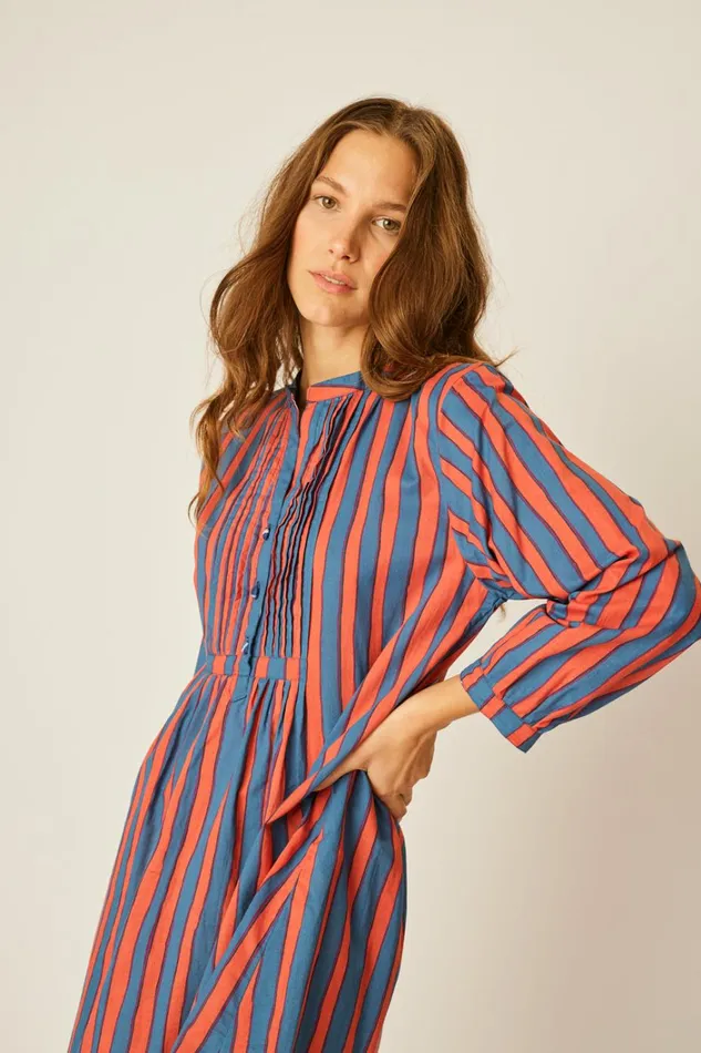 Women Natalie Martin Dresses Sammie Maxi Batik Stripe Blood Orange