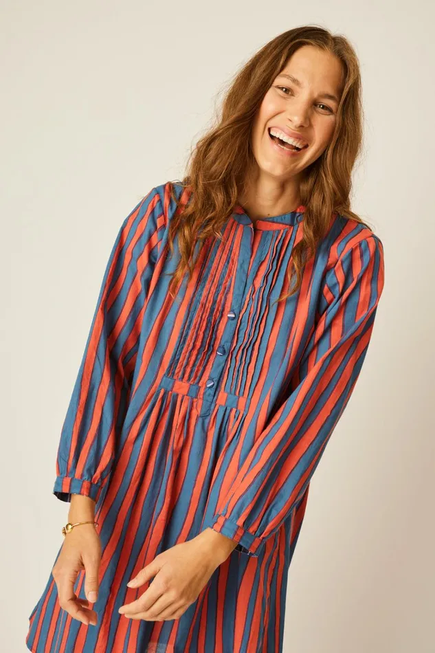 Women Natalie Martin Dresses Sammie Maxi Batik Stripe Blood Orange