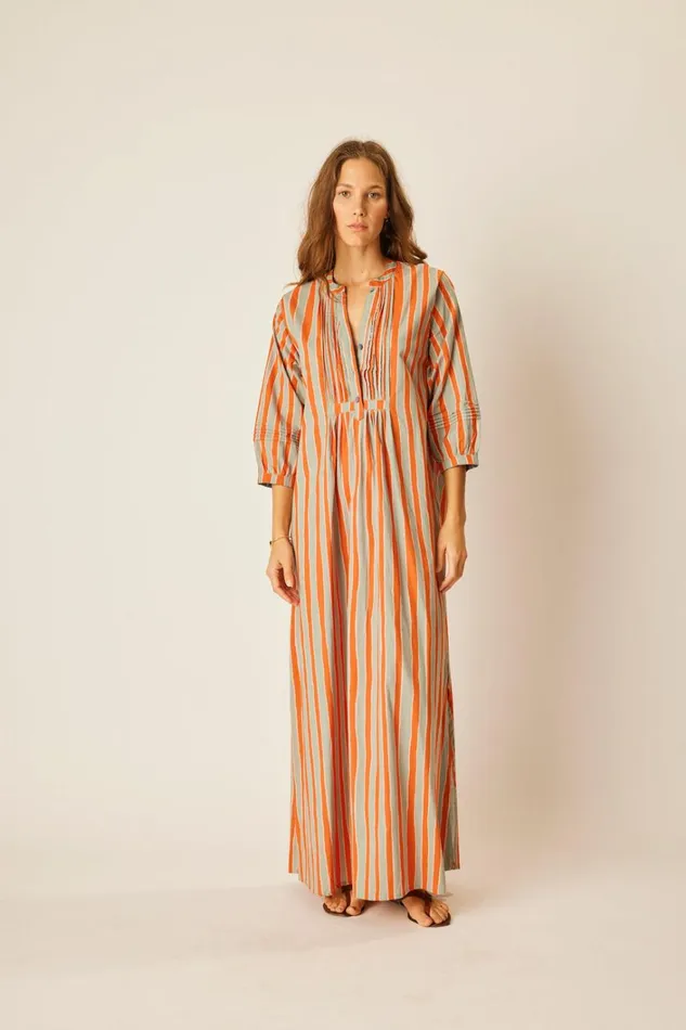 Women Natalie Martin Dresses Sammie Maxi Batik Stripe Blood Orange