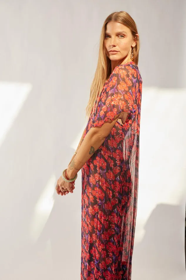 Women Natalie Martin Dresses Sienna Dress Chiffon Watercolor Print Onyx