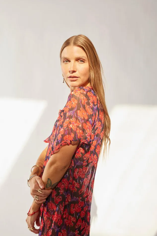 Women Natalie Martin Dresses Sienna Dress Chiffon Watercolor Print Onyx