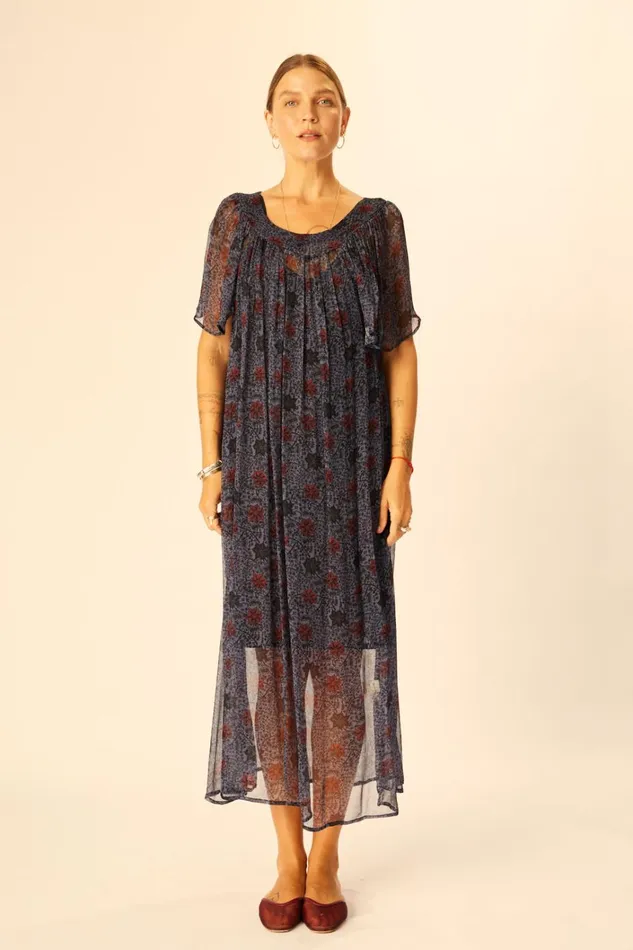 Women Natalie Martin Dresses Sienna Dress Snowflake Steel Blue