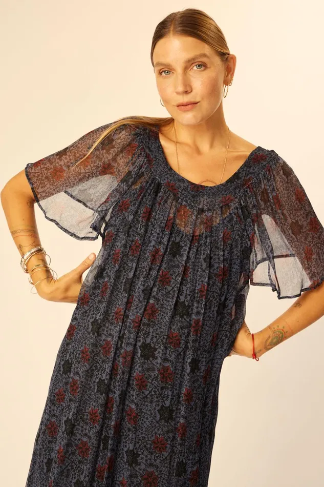 Women Natalie Martin Dresses Sienna Dress Snowflake Steel Blue