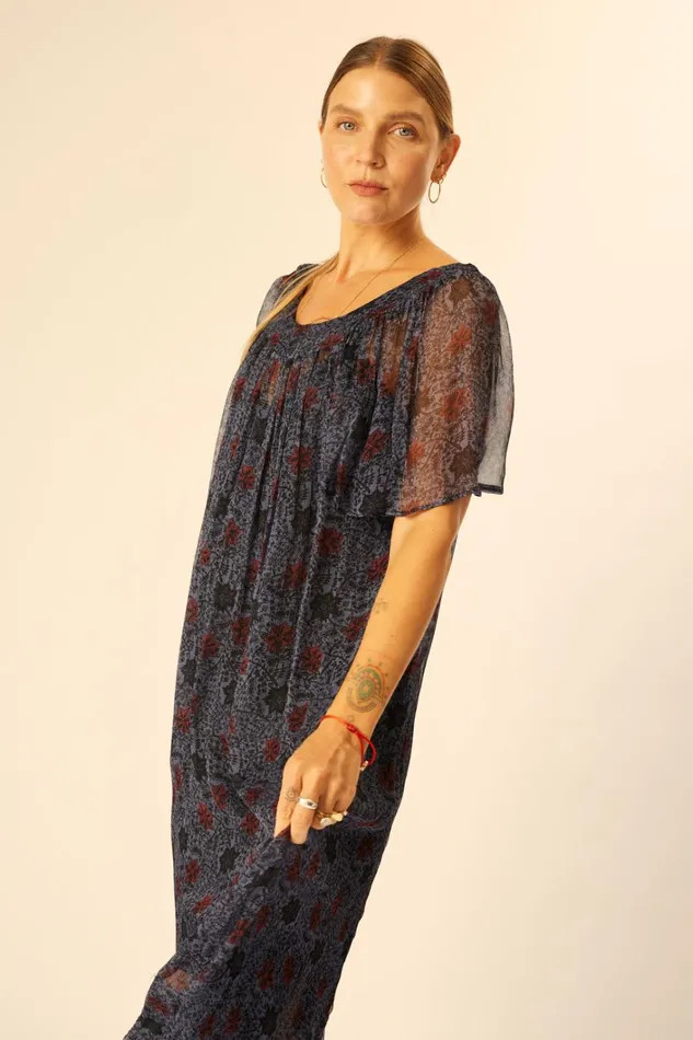Women Natalie Martin Dresses Sienna Dress Snowflake Steel Blue